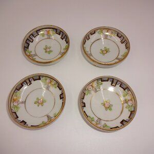 4 Vintage Small Noritake ? Footed Handpainted Salt Nut Cellars Dishes Bowls
